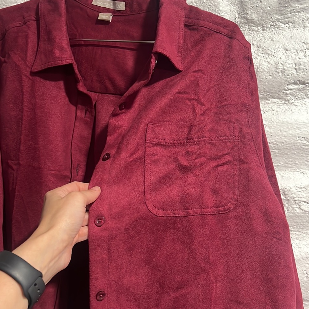 Woman Within Purple Button Down Shirt - Picture 5 of 8